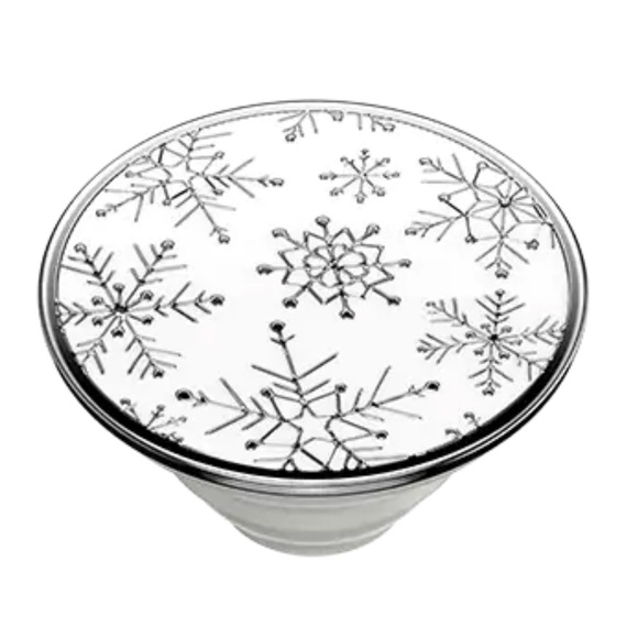 POPSOCKET White Silver Snowflake PREMIUM Metal Universal Pop Grip Phone Stand - Picture 2 of 10